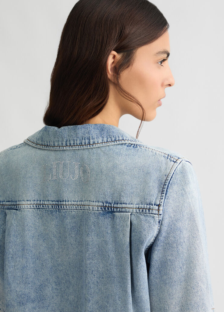 Cropped denim shirt