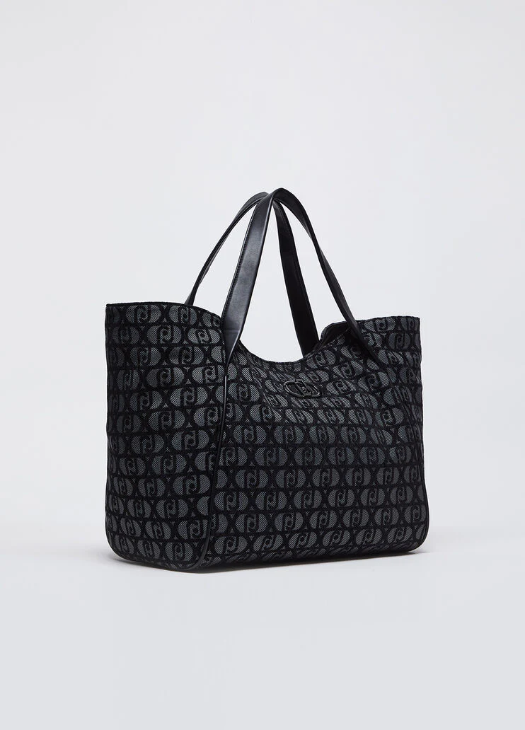 Jacquard shopping bag with logo