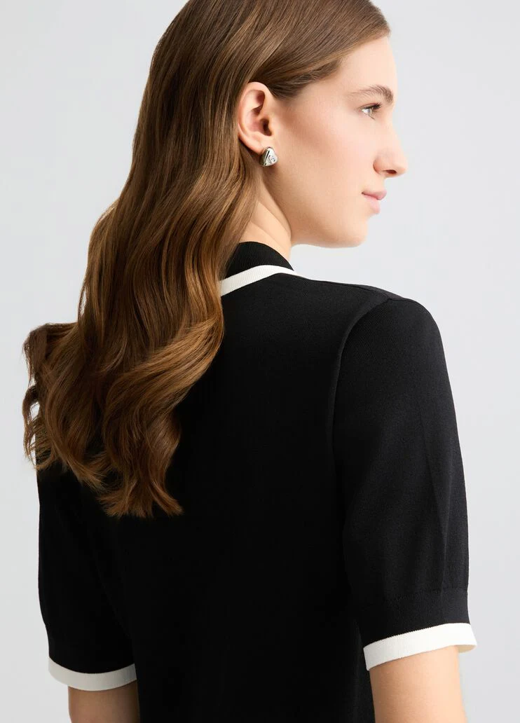 Black and white ribbed jumper