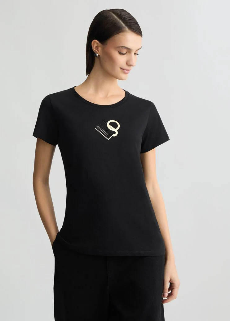 T-shirt with logo and gemstones