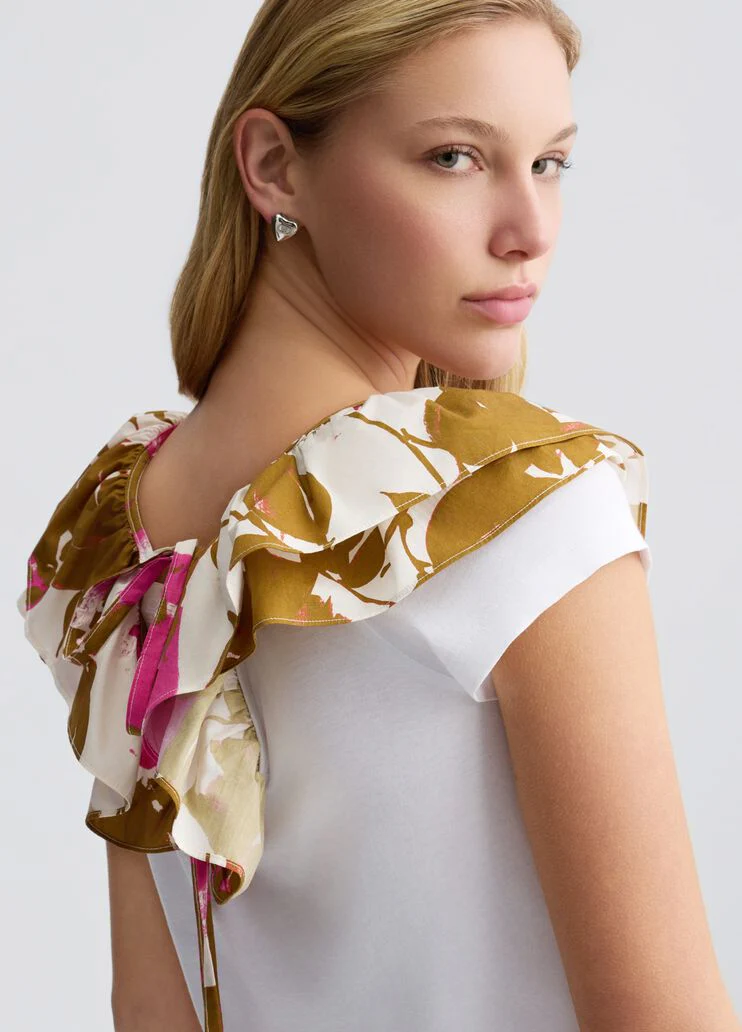 T-shirt with printed ruching