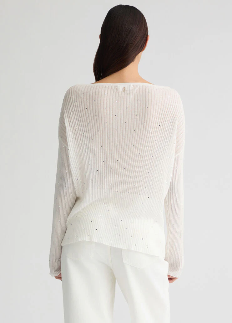 White jumper with rhinestones