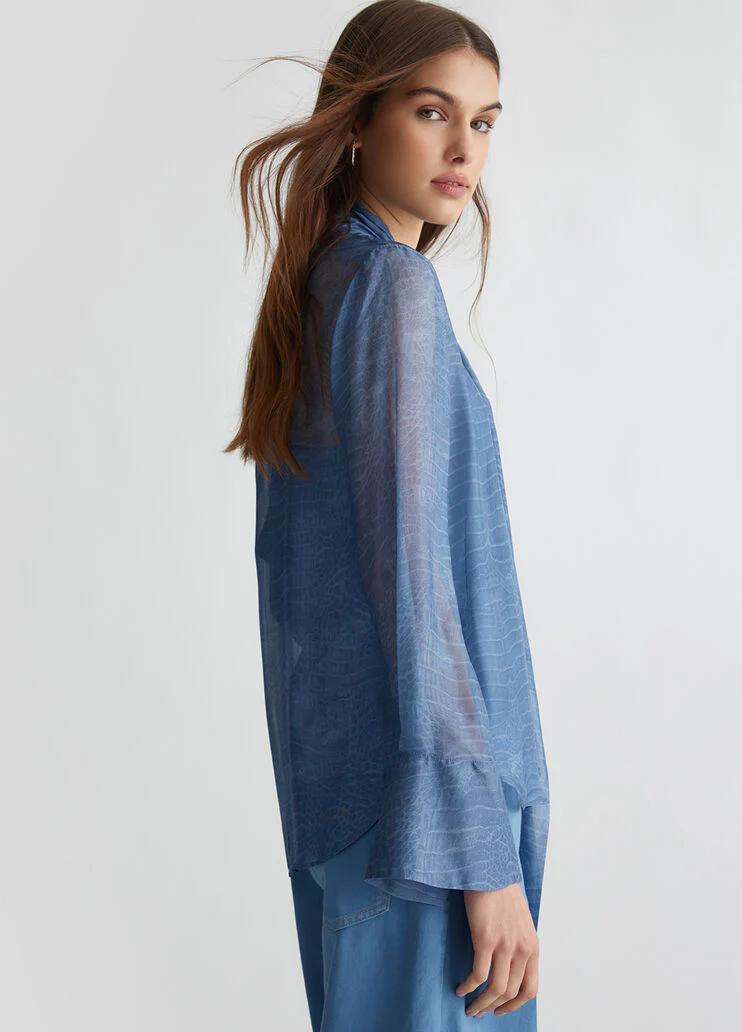 Printed silk blend blouse