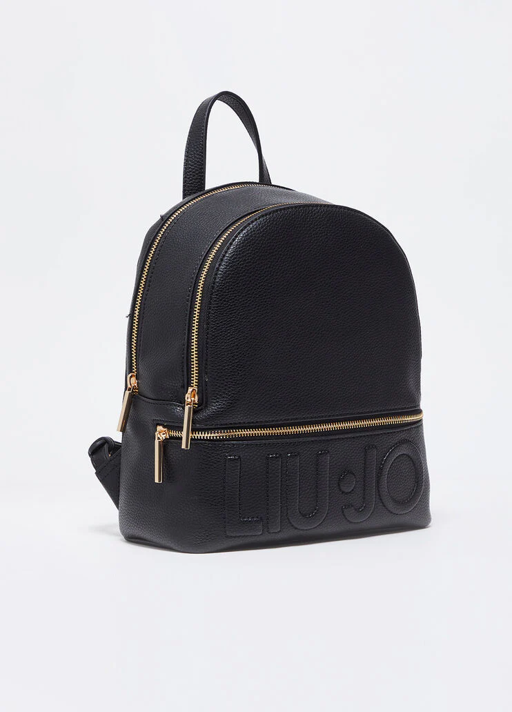 Backpack with logo and charm