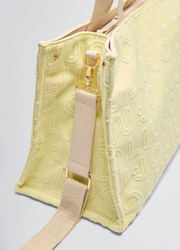 Yellow jacquard tote bag