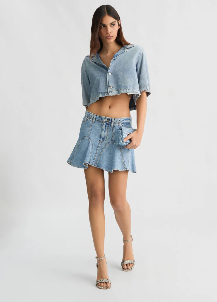Cropped denim shirt