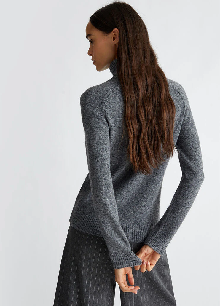 Wool-blend polo-neck with logo