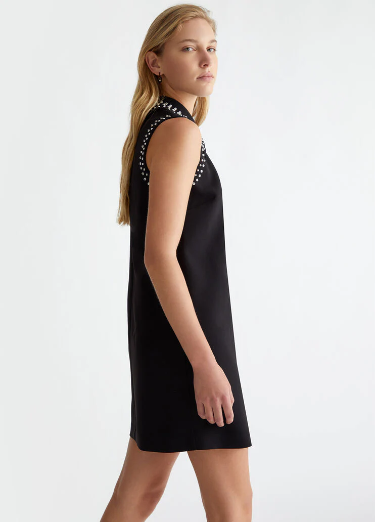 Crepe cady dress with rhinestones