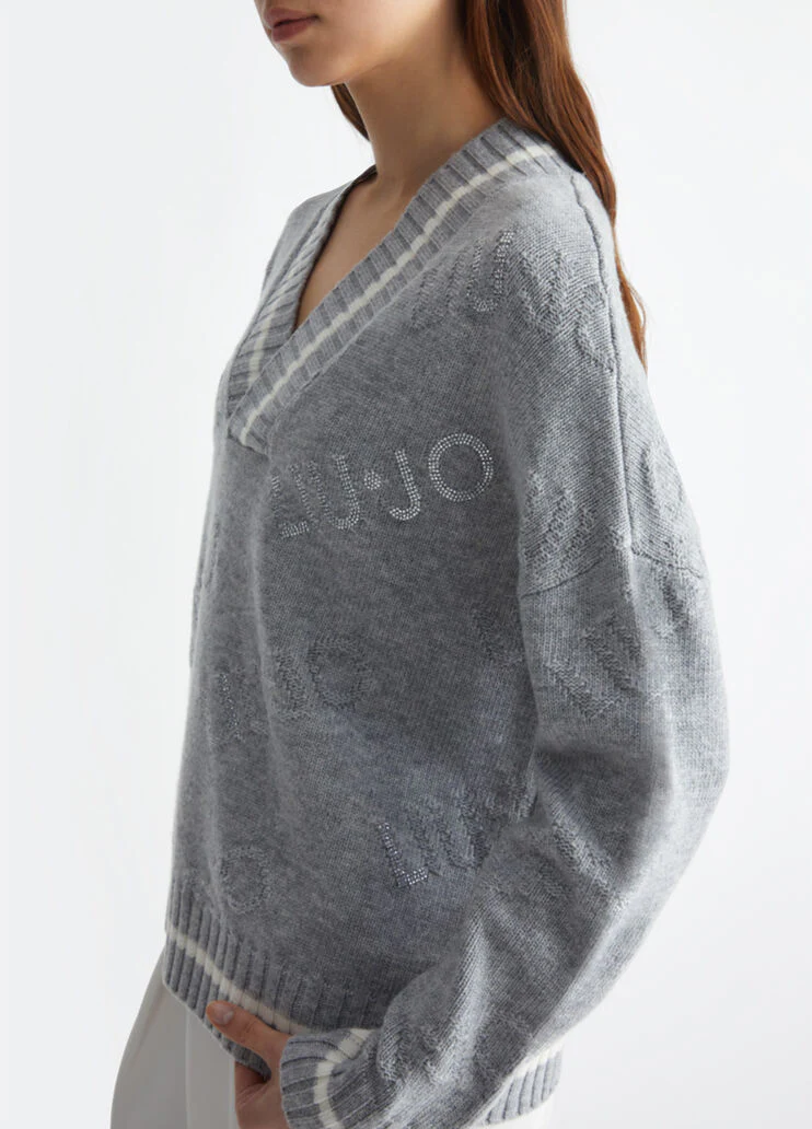 Wool-blend sweater with logo