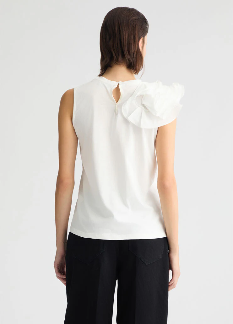 White T-shirt with flounced detailing