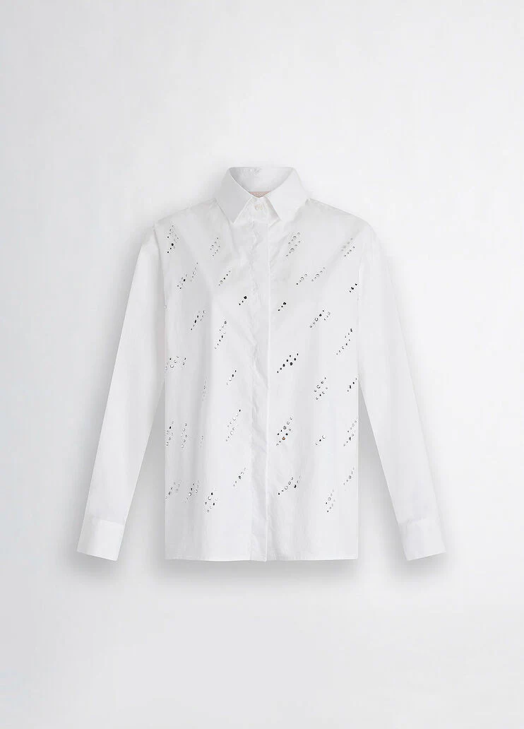 Poplin shirt with rhinestones