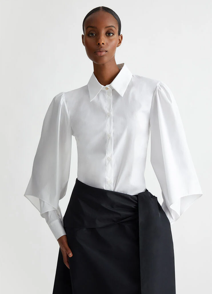 Poplin shirt with cut-outs
