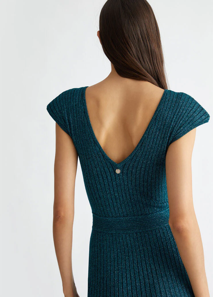 Lurex knit midi dress
