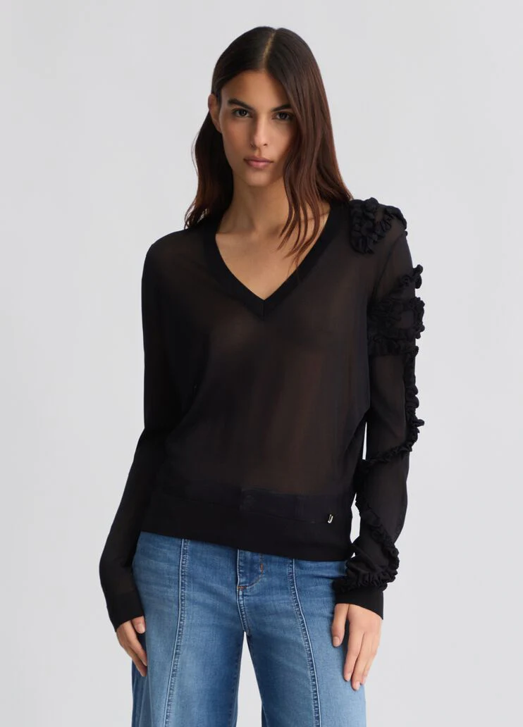 Black jumper with ruching