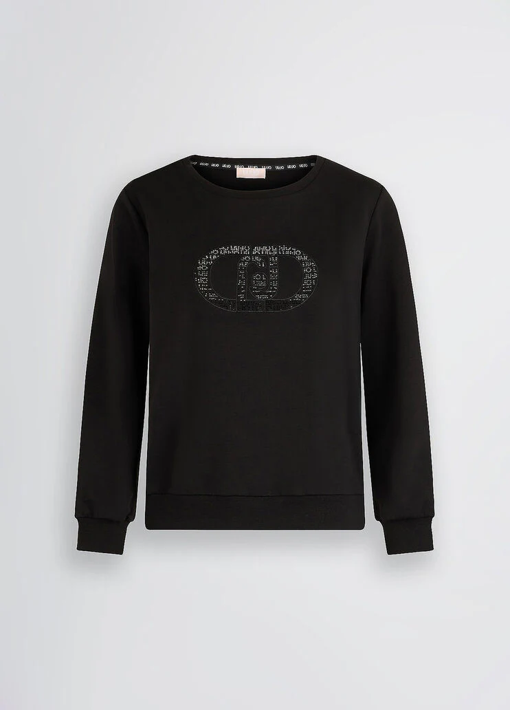Sweatshirt with logo and gemstones
