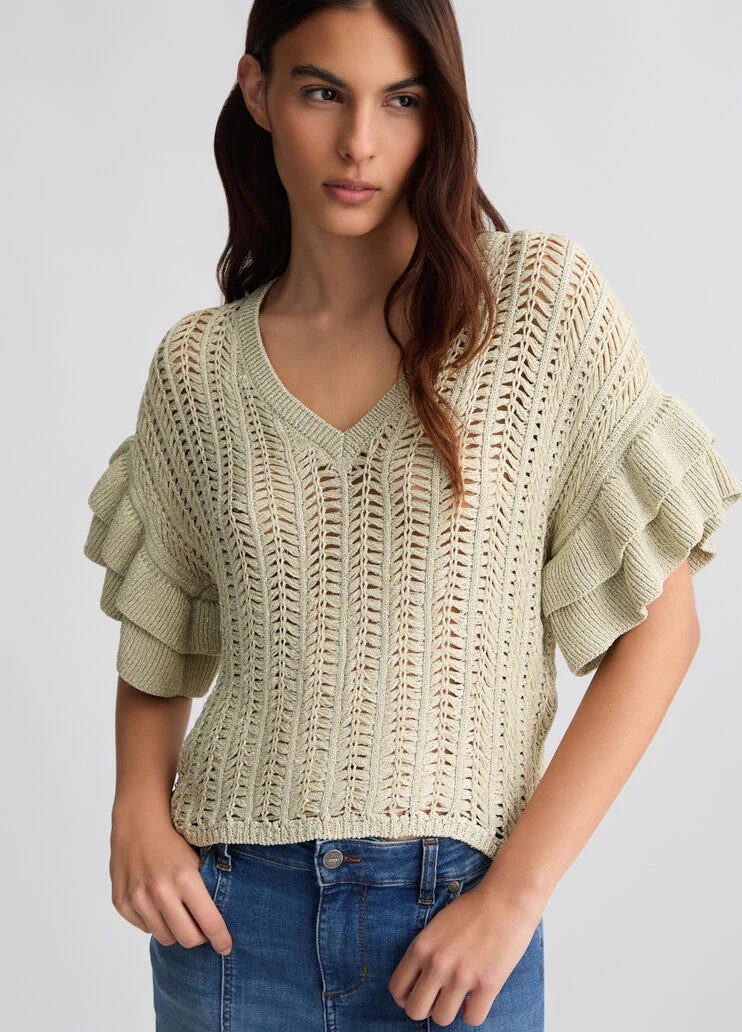 Light gold knit top