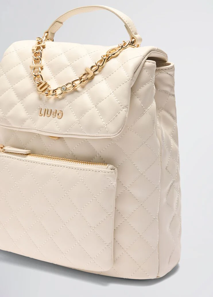 Quilted cream backpack