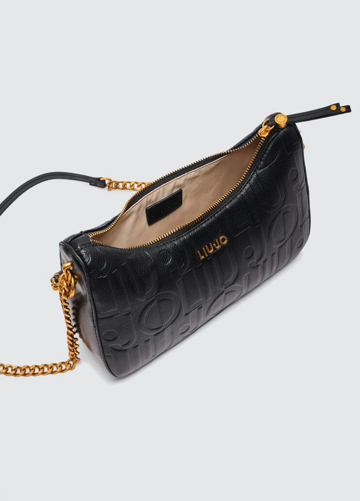 Black shoulder bag with logo