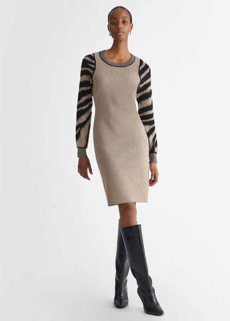 Animal-design knit dress