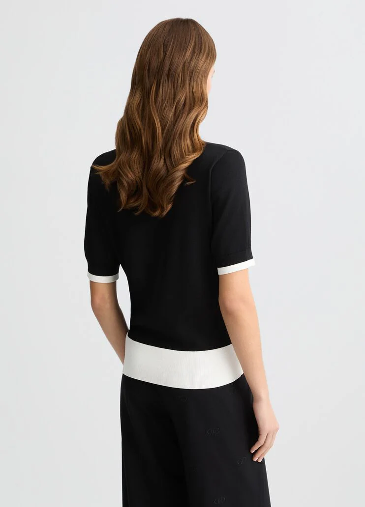 Black and white ribbed jumper