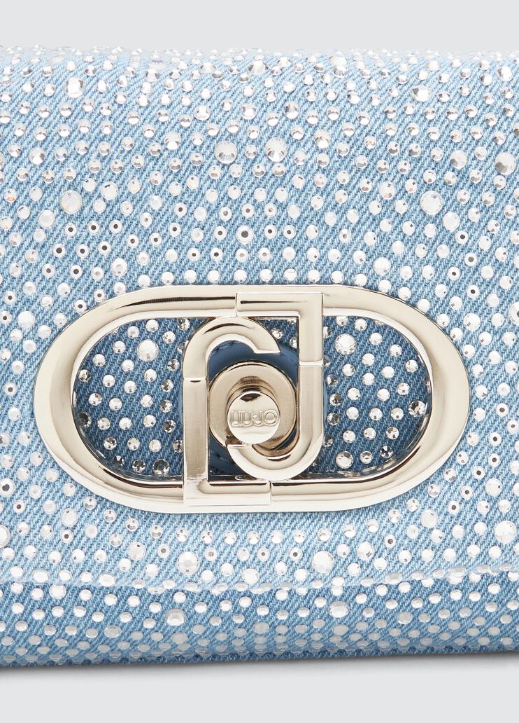 Small denim LaPuffy bag with rhinestones
