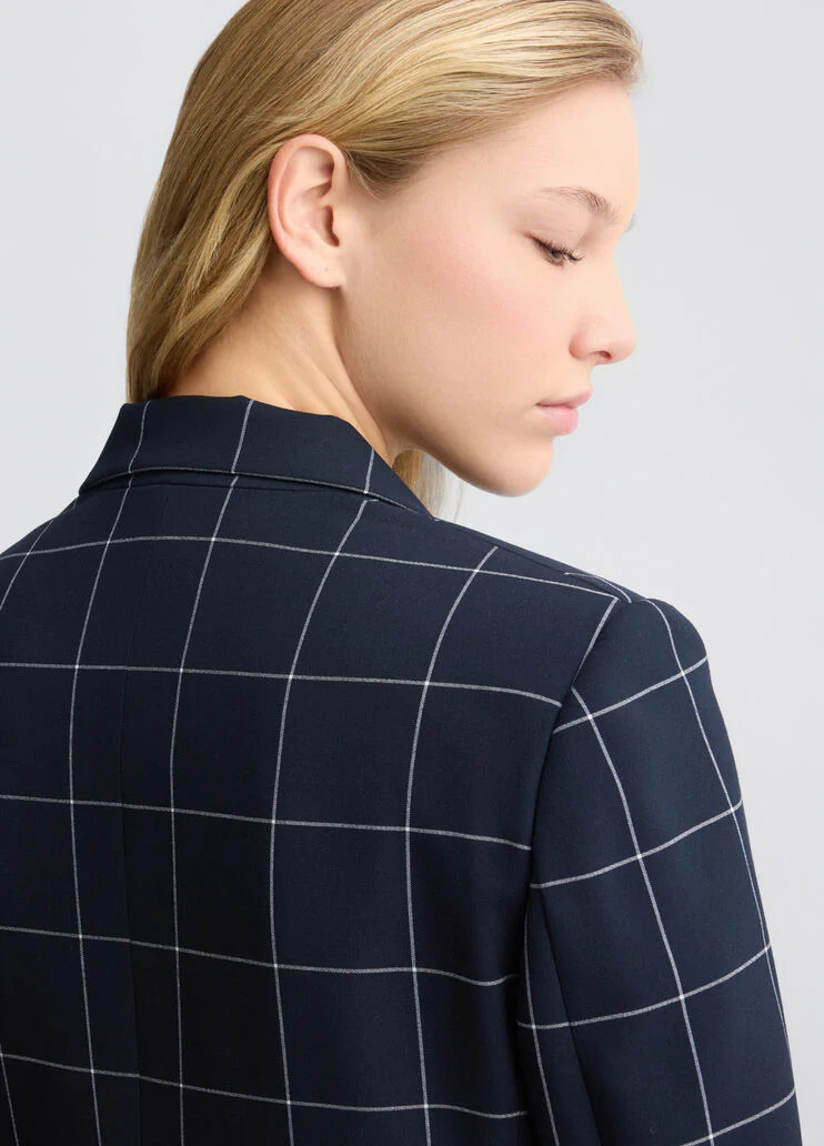 Double-breasted check blazer