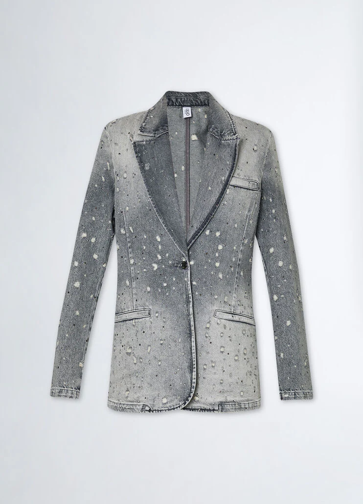 Denim blazer with rhinestones