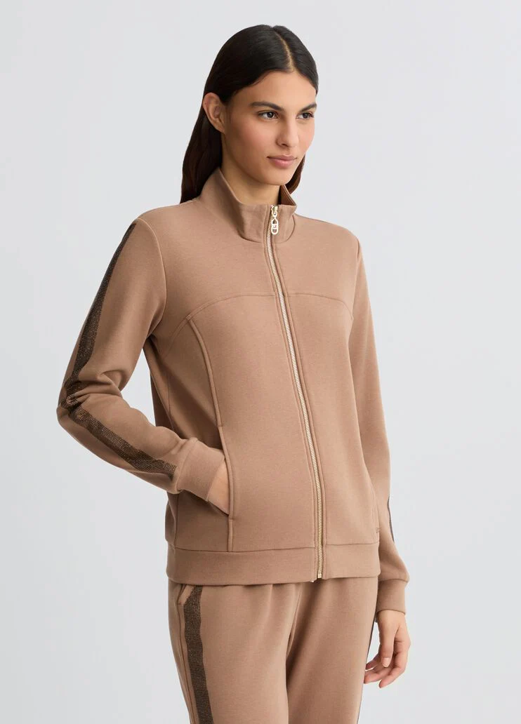 Brown sweatshirt with rhinestones