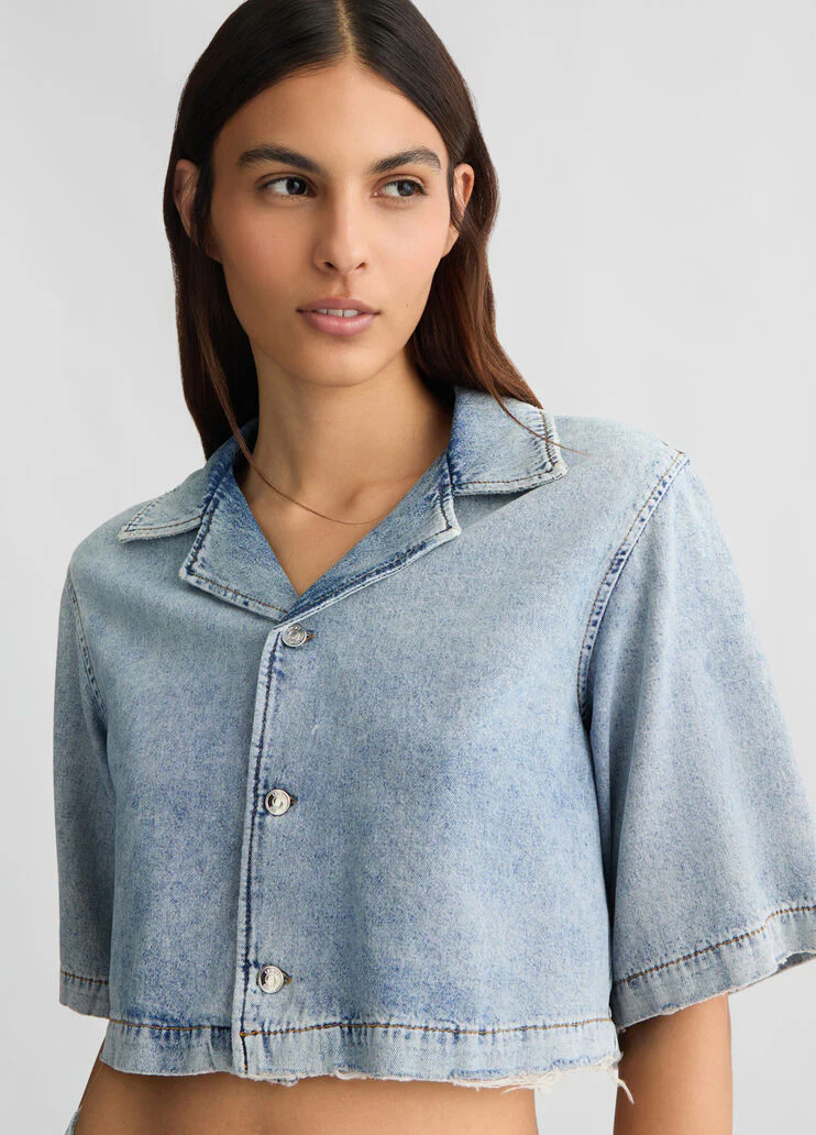 Cropped denim shirt