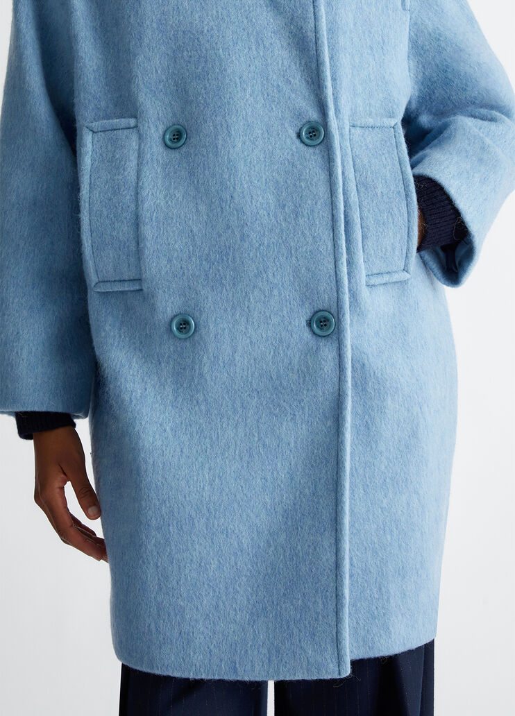 Double-breasted wool-blend coat