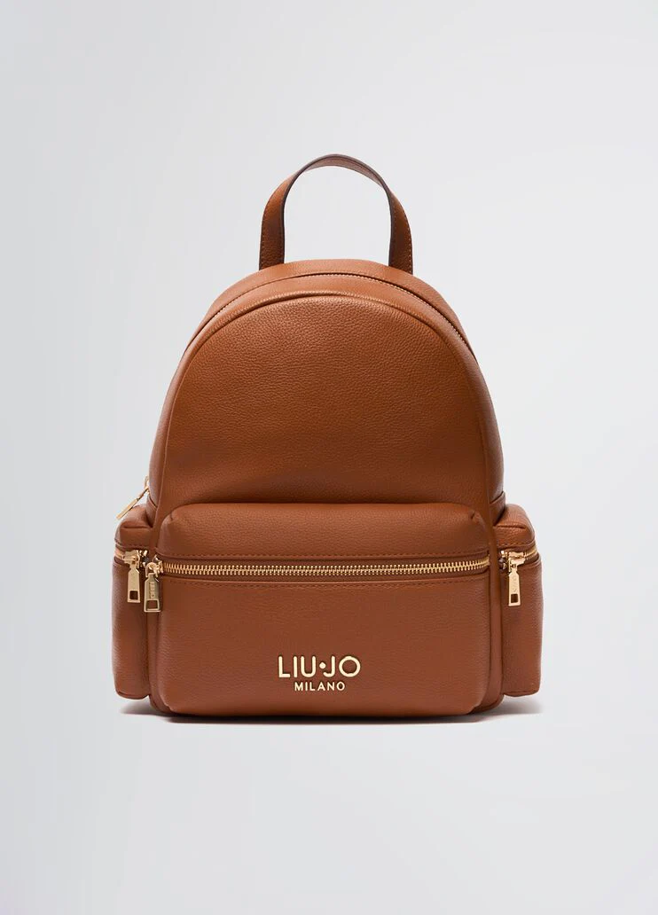 Brown backpack with logo