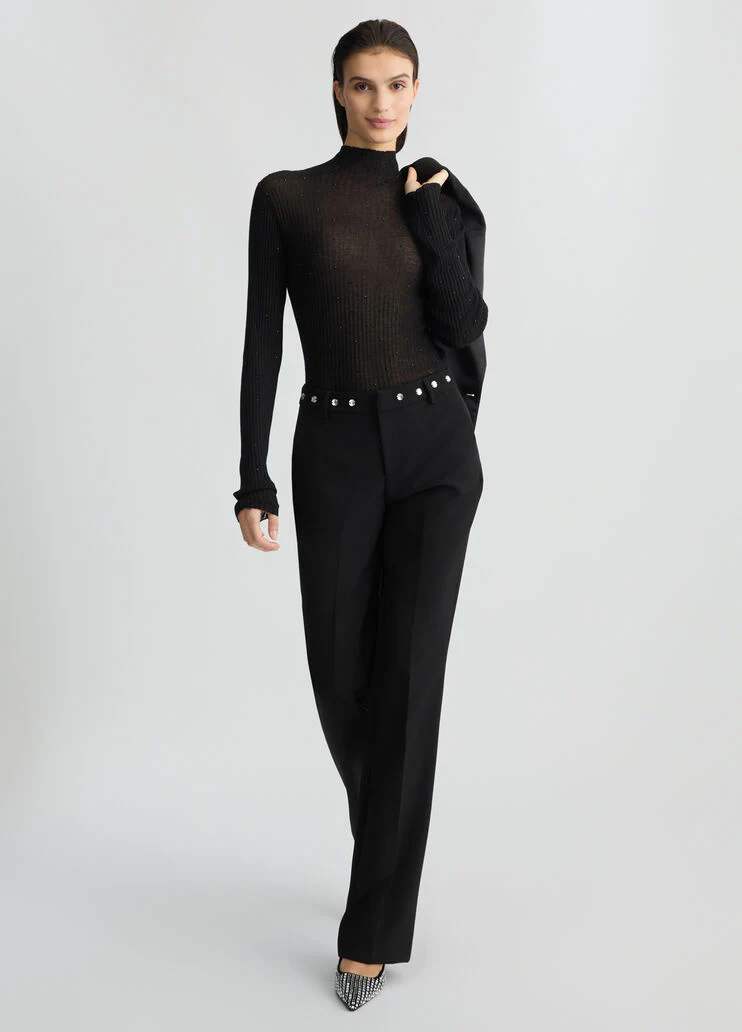 Black jumper with rhinestones