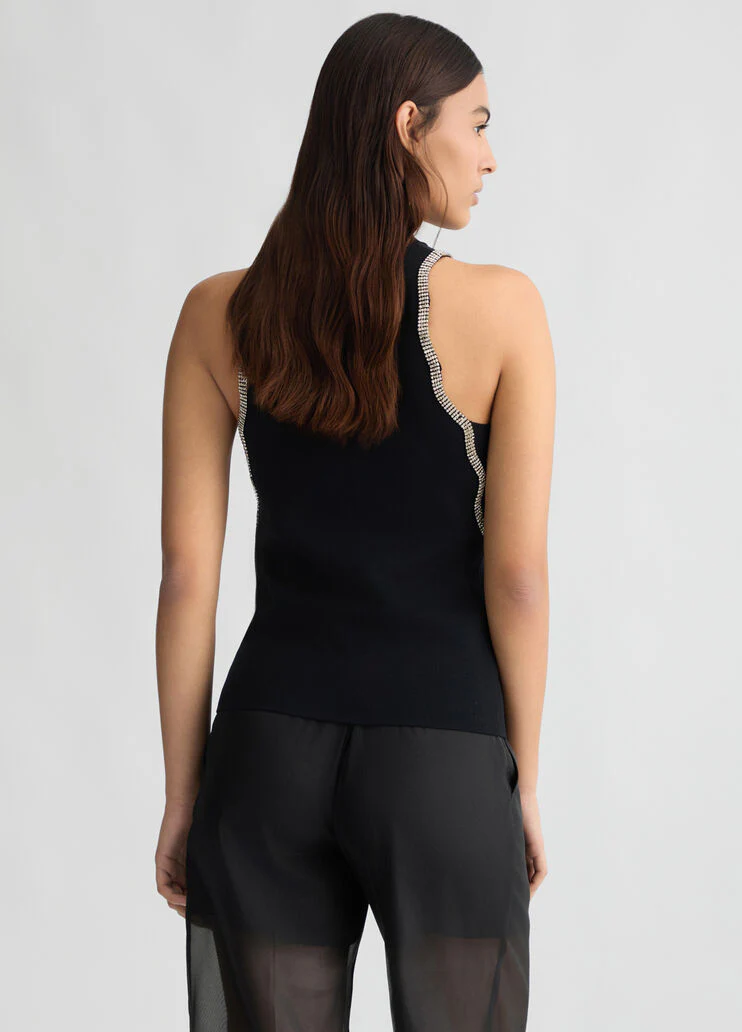 Knit top with rhinestones