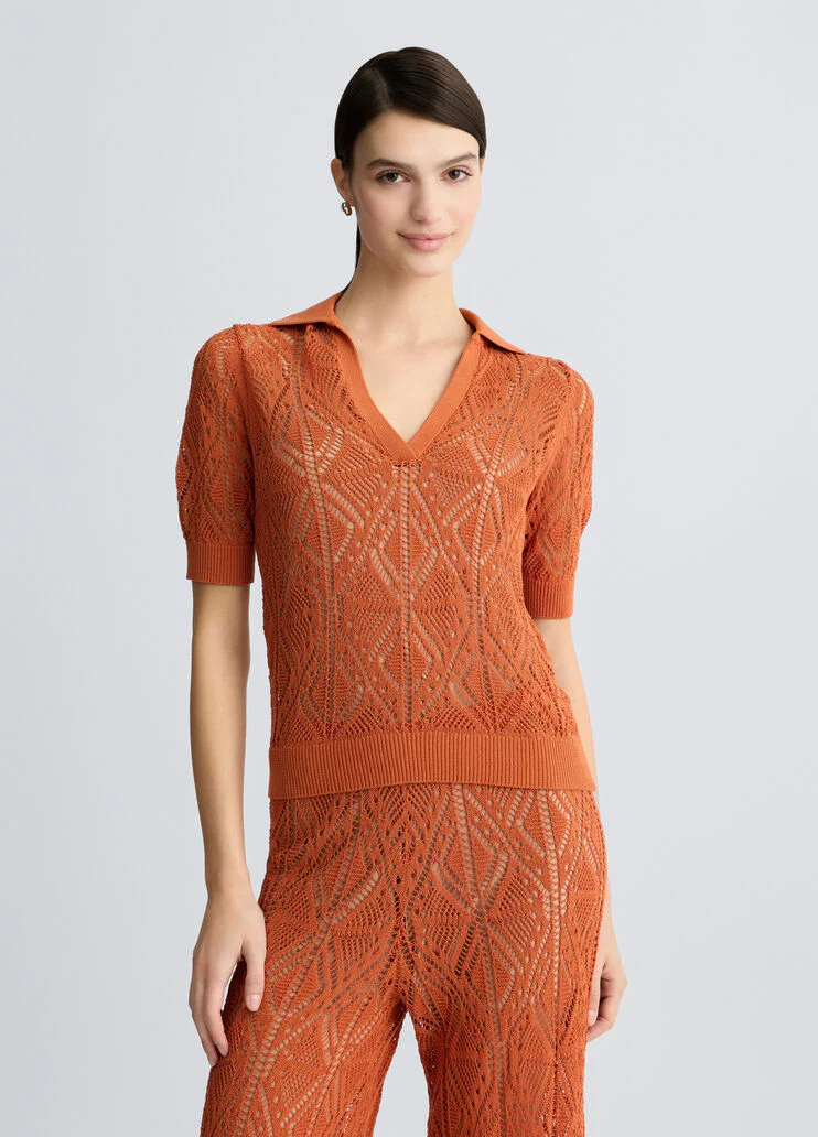 Cotton-blend crochet jumper