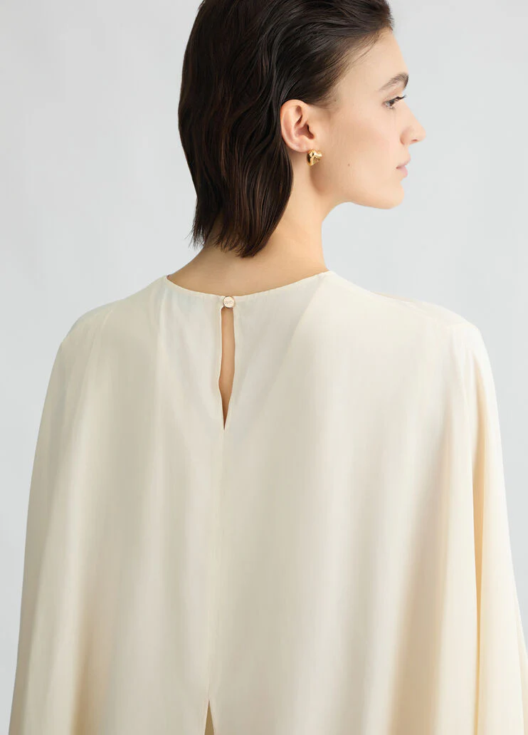 Crepe de chine blouse with belt