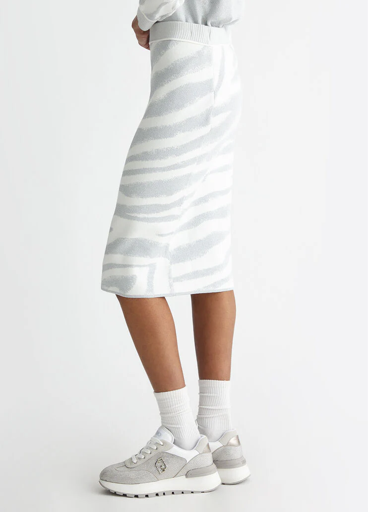 Animal-design knit skirt