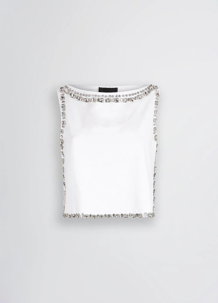 White top with bejewelled embellishment