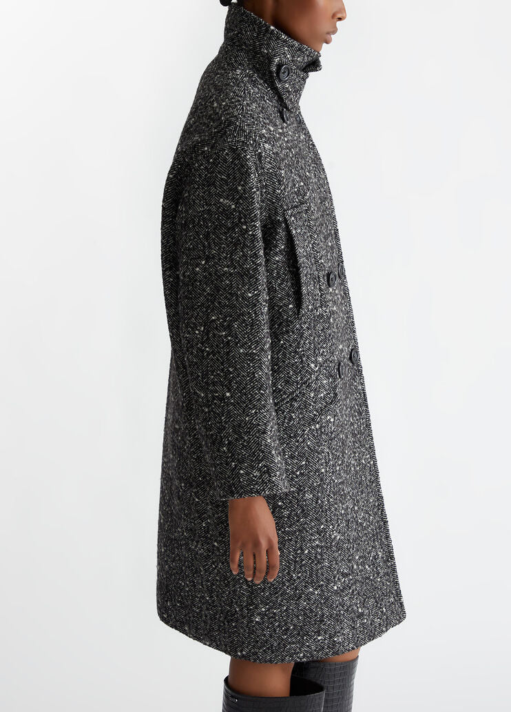 Double-breasted wool-blend bouclé coat