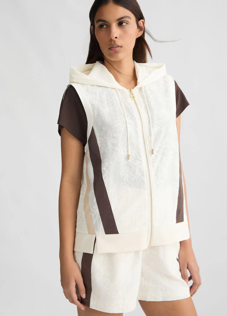 Embroidered cotton vest