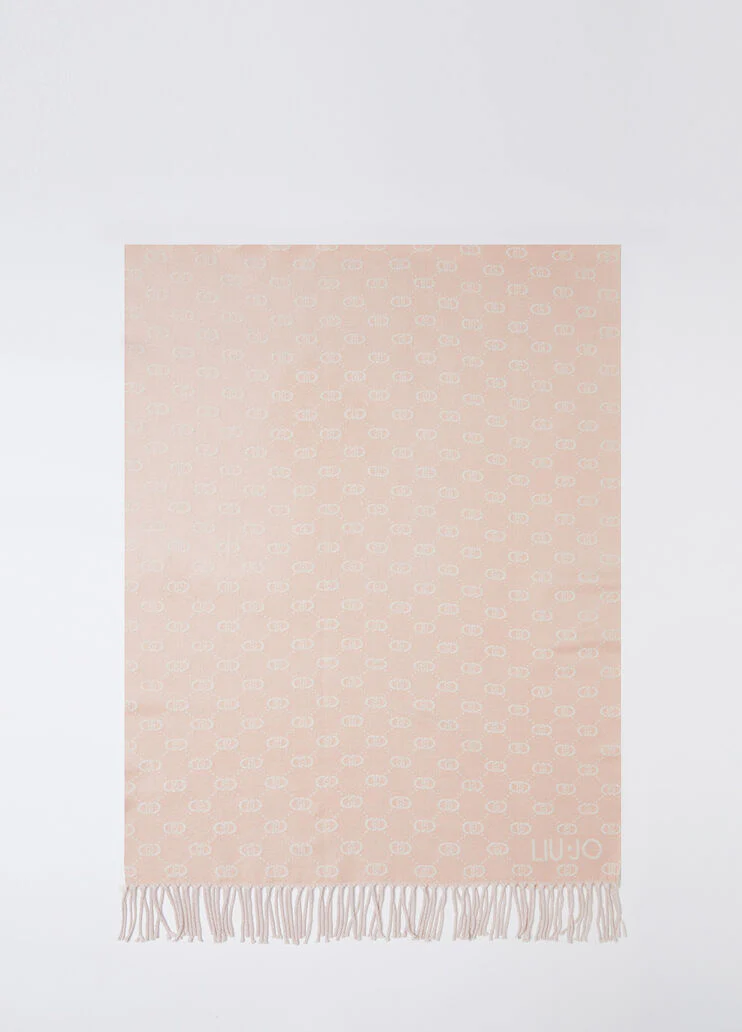 Stole with lurex jacquard logo