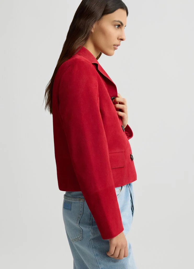 Red suede boxy jacket
