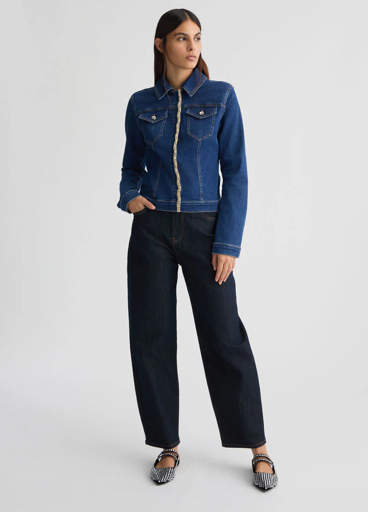 Denim jacket with rhinestones