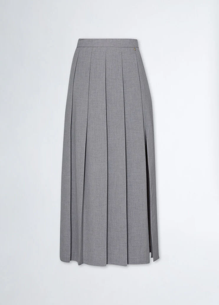 Pleated twill skirt