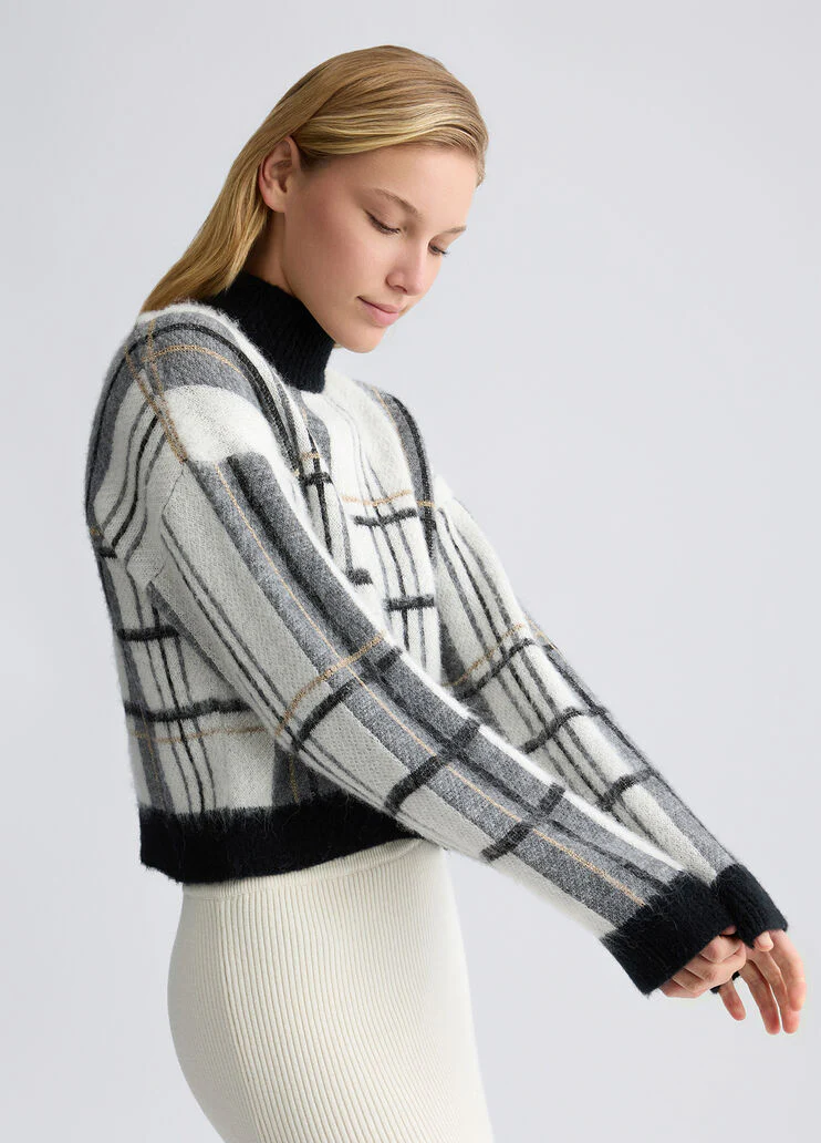 Tartan wool and alpaca pullover