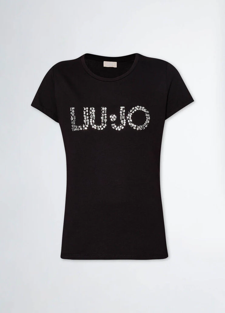 T-shirt with logo and gemstones