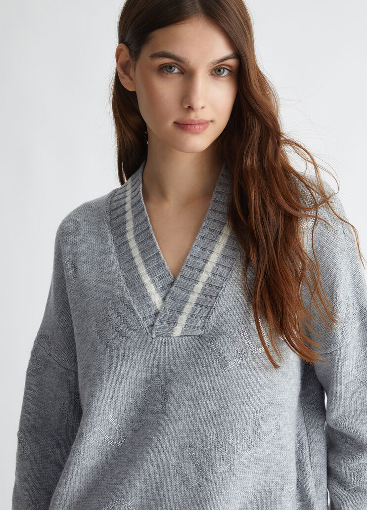 Wool-blend sweater with logo