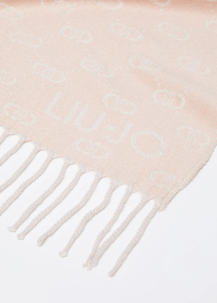 Stole with lurex jacquard logo