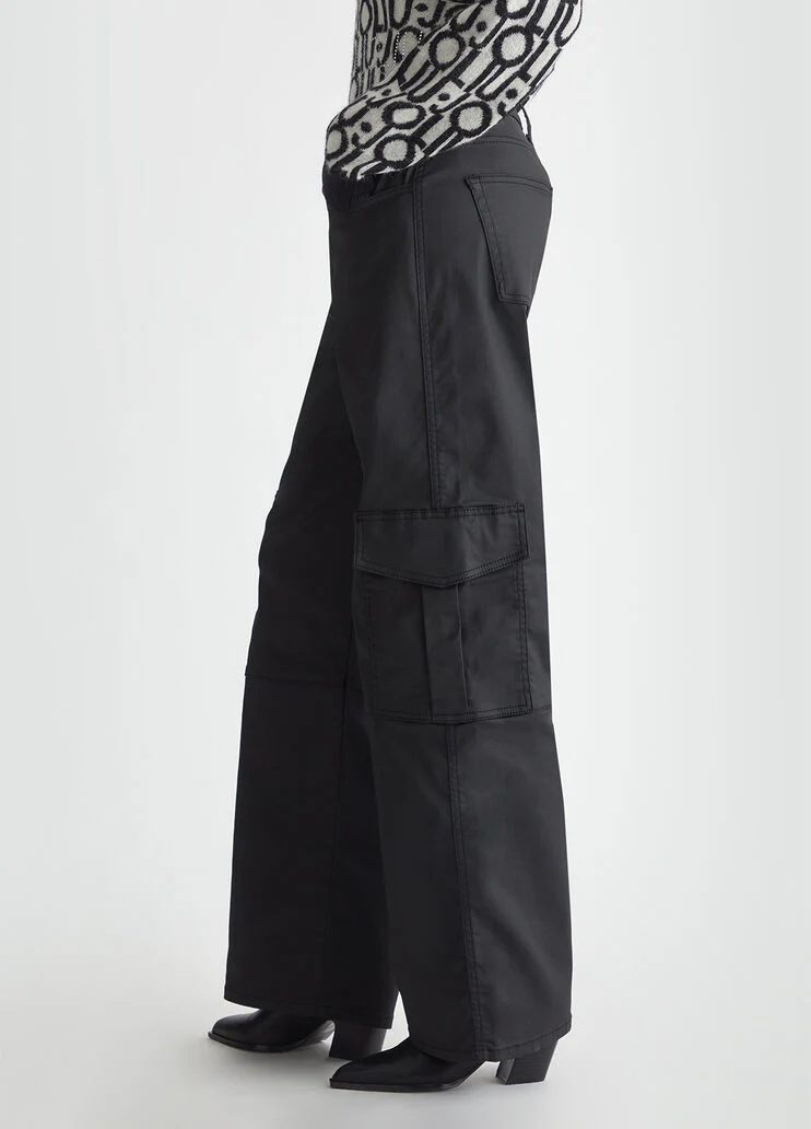 Coated fabric cargo trousers