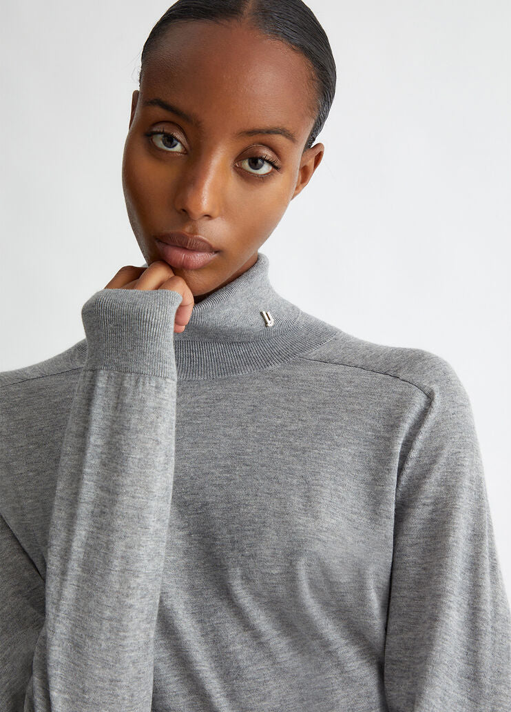 Cotton and cashmere polo-neck