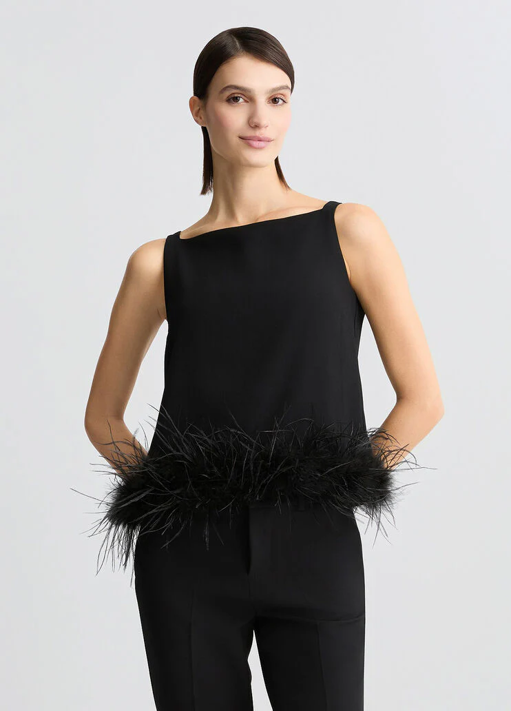 Black top with feathers